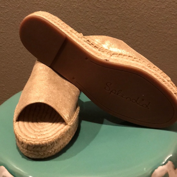 NIB! Gold Splendid Espadrille Slide Sandals! - Picture 4 of 5